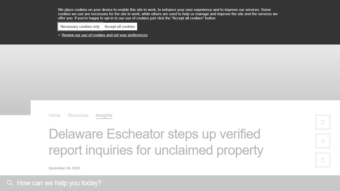 Delaware Escheator steps up verified report inquiries for unclaimed property