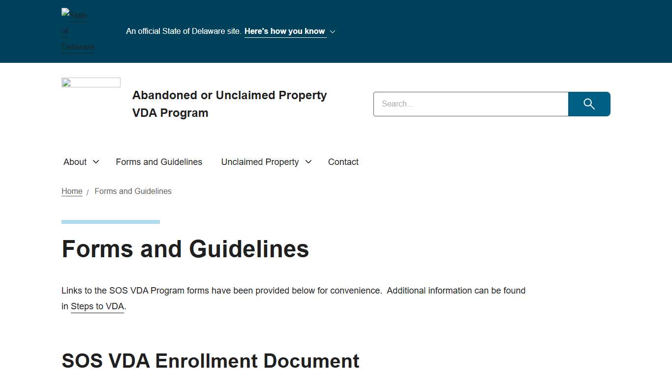 Forms and Guidelines - VDA Program - State of Delaware